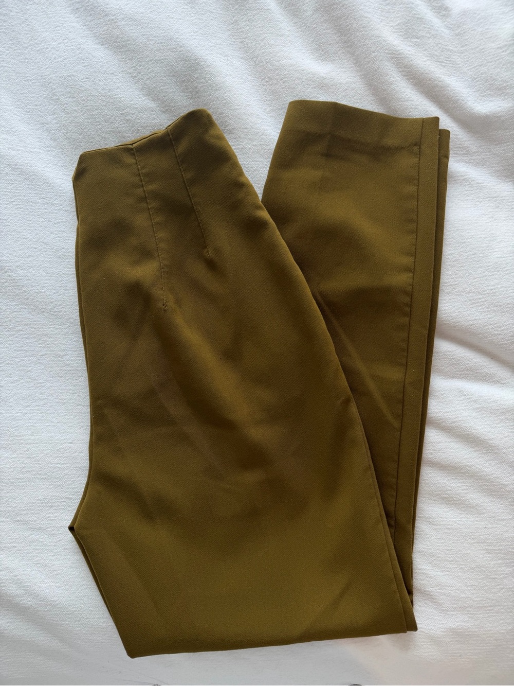Olive Green Slim Dress Pants